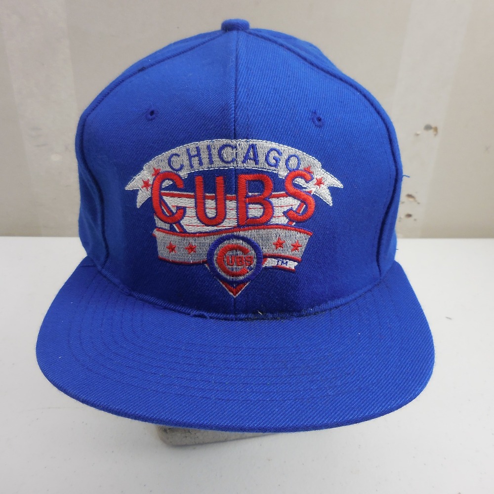 Vintage Chicago Cubs MLB Snapback Hat Blue Embroidered Logo Green Underbrim OSFA